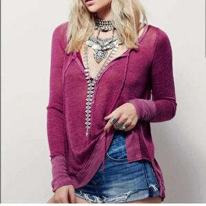 Free People affogato hacci linen blend long sleeve top Size XS